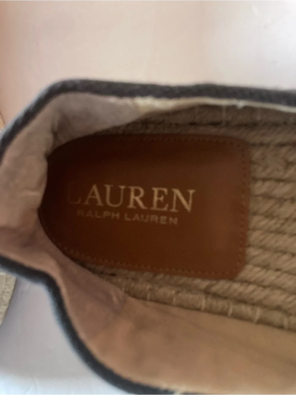 Ralph Lauren SZ 7.5 Black Espadrilles prominent white logo.Slip on flats. - Picture 2 of 9